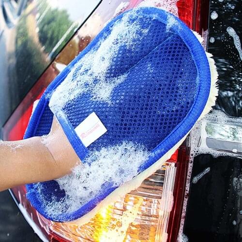 Car Wash Cleaning Sponge Brush Glass Cleaner Blue Wave New Microfiber Plush Car Washer Glove Car Styling For dropshipping