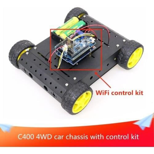 WiFi/Bluetooth/Handle Control C400 4WD Smart Car Chassis RC Metal Robot Chassis Kit TT Motor DIY Smart RC Toy
