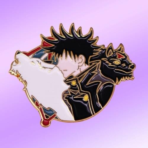 Jujutsu Kaisen Fushiguro Megumi Wolves Brooch Pins Enamel Metal Badges Lapel Pin Brooches Jackets Fashion Jewelry Accessories