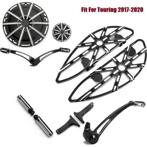 Black CNC Gauge Derby Timing Covers Rider Passenger Floorboards Brake shifter levers For harley 2017-2019 CVO Limited FLHTKSE St