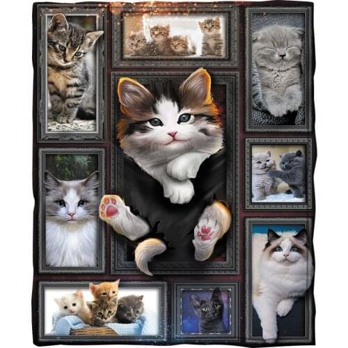 Cat 3D Printed fleece blanket for Beds Hiking Picnic Thick Quilt Fashionable Bedspread Sherpa Throw Blanket 01
