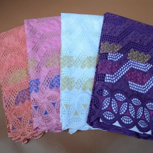 Cotton Bazin Riche Fabric Perfume Damask Material Embroidered For Sewing Dubai Swiss Voile Lace