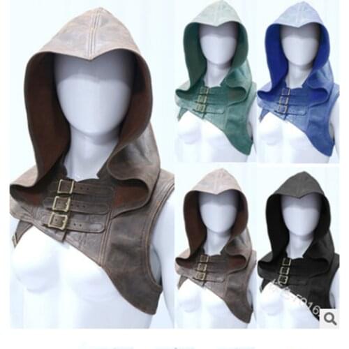 Medieval Renaissance Hood Leatherwear Mantle Hat Adjustable Costume Cosplay