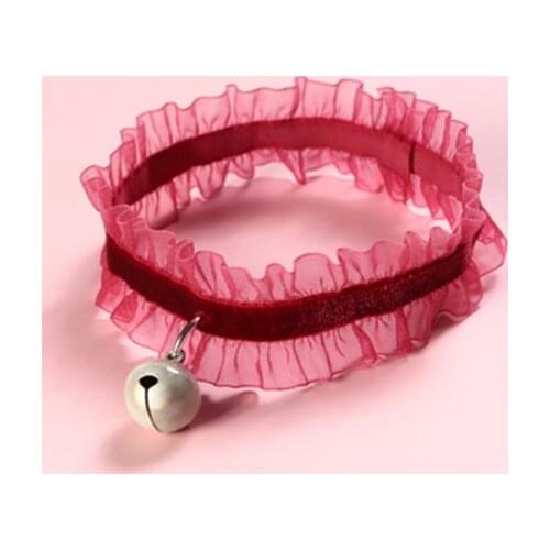 Pet Lace Collar Cat Bell Velvet Lace Collar Dog Fashion Necklace Cat Accessories Pets Accessories Puppy Products Chihuahua