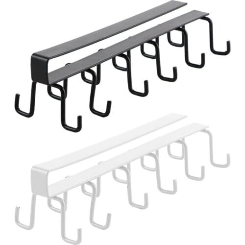 Kitchen Double-Row Hook Wrought Iron Hanging Cup Holder Household Punch-Free Wall Cabinet Hook Spatula Rack Cup Storage Tool