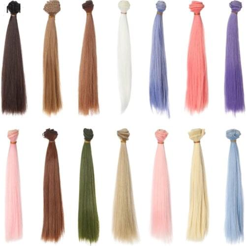 25cm*100CM doll Wigs/hair refires bjd hair black gold brown green straight wig thick hair for 1/3 1/4 BJD diy