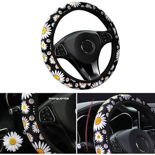 Cute Daisy Flower Car Interior Decoration Knitted Steering Wheel Cover Universal Car Accessories Wheel Cover Without Inner Ring