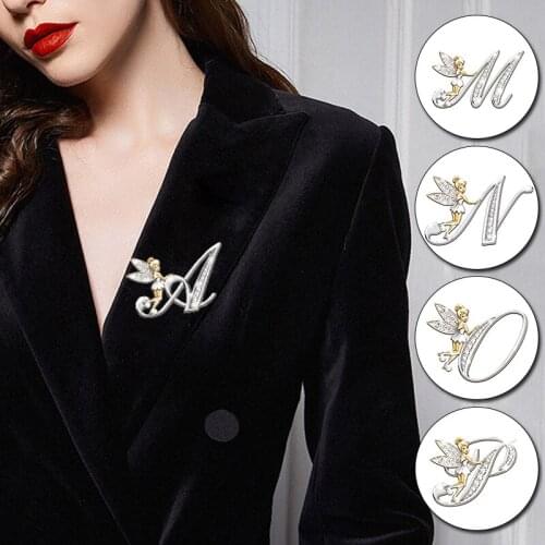 Fashion Ladies Big Brooch Ladies Metal Crystal 26 Letter Flower Fairy Brooch Wedding Brooch Brooch Jewelry Accessories