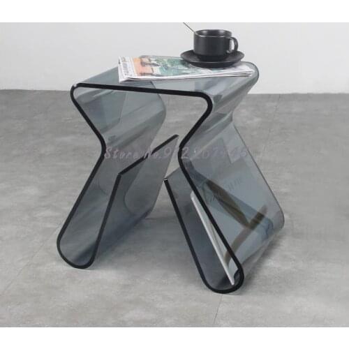 Fashionable New Plastic Transparent Small Side Small House Type Simple Corner Personalized Acrylic R-shaped Low Stool