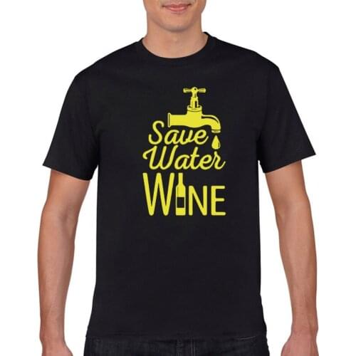 2021Summer new save water drink wine print t-shirt mens Casual Short Sleeve T-Shirt Hippie fun cotton T-shirt