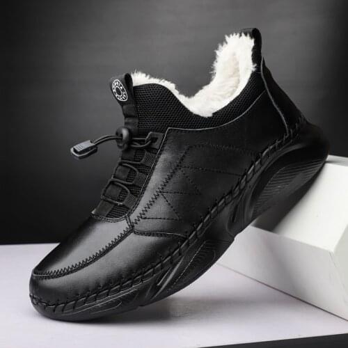 Men Running Warm Winter Shoes Genuine Leather Jogging Sneakers Man Outdoor Sport Walking Footwear Brand Mens Shoes Plus Size 48