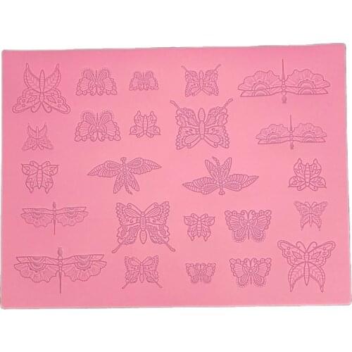 New Butterfly Dragonfly Silicone Lace Mold Insect Cake Fondant Mold Cake Border Decorating Tool