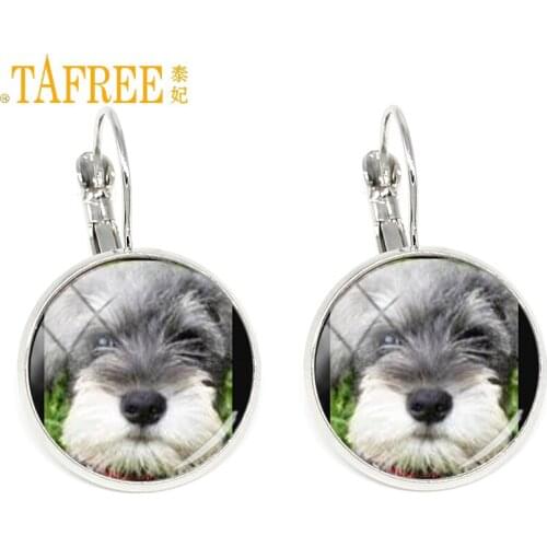 TAFREE new trendy dog lover gifts women clip earrings Schnauzer poodle dash hound corgi collie photo jewelry DG39