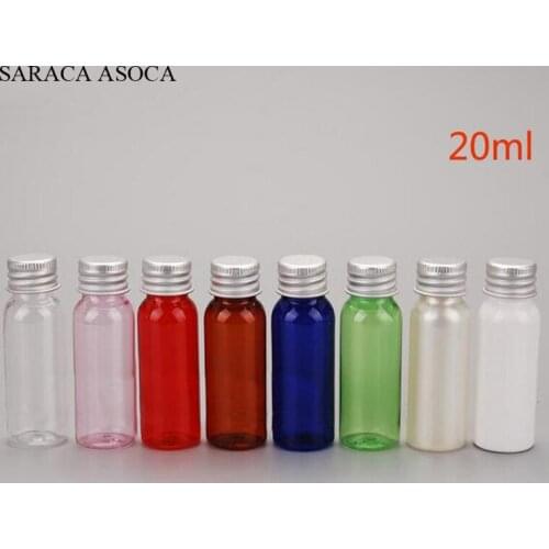 Wholesale And Retail 20ml Empty Aluminium Cap Bottle Essence Oil Bottles Plastic Bottles DIY Color And More 100pcs/lot