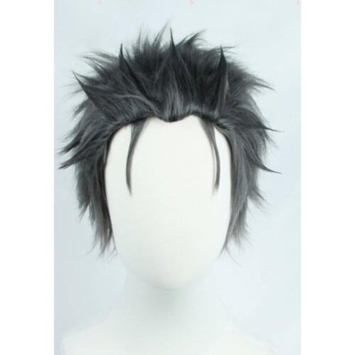 Re:Zero kara Hajimeru Isekai Seikatsu Subaru Natsuki Wig Black Grey Mix Short Synthetic Hair Cosplay Wig