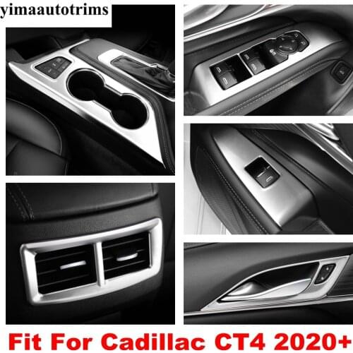 Shift Gear / Water Cup Holder / Handle Bowl / Window Lift Button Panel Stainless Steel Cover Trim Fit For Cadillac CT4 2020 2021