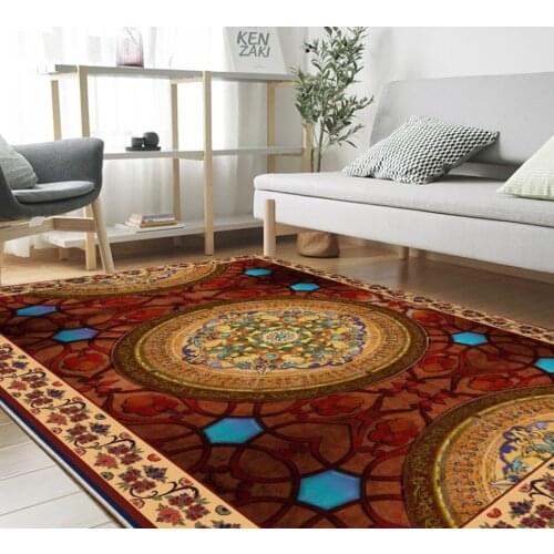 Floor Decoration Mural Self-adhesive European retro nostalgic red luxury pattern floor bedroom floor