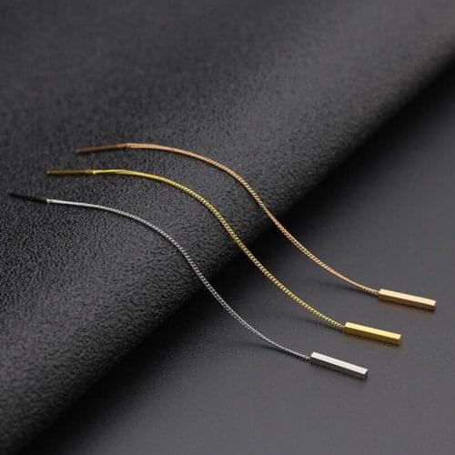 Chain Cuboid Trendy Brief Titanium Stainless Steel Colors Plated Men Earring Drop Earrings For Women Classic Jewelry