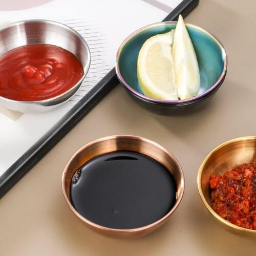 Appetizer Serving Tray Stainless Steel Sauce Dishes Spice Dish Plates Stainless Steel Round Small Dish Kitchen Sauce Dish bowl