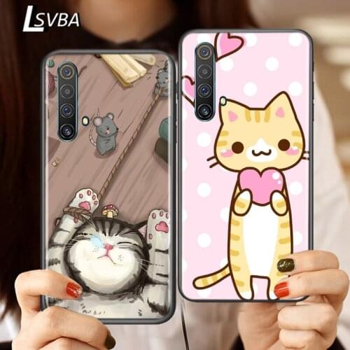 Silicone Cover Sleeping Kitten Cat For Realme V15 X50 X7 X3 Superzoom Q2 C11 C3 7 7i 6s 6 5 Global Pro 5G Phone Case