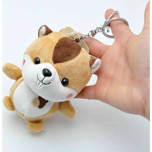 Cute Long Tail Squirrel Hanging Plush Doll Keychain Ring Key Holder Stuffed Animal Squirrel Doll Bag Backpack Ornament
