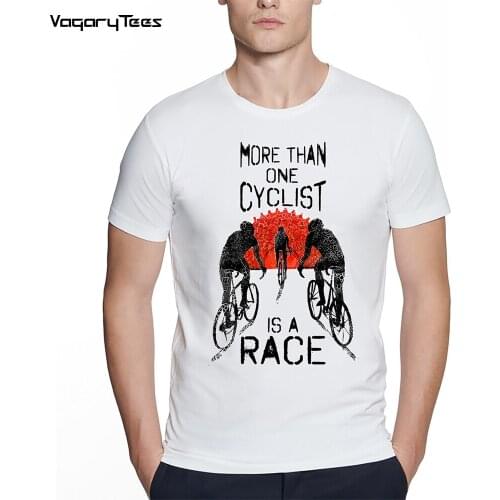 Vintage Bicycle Graphic T-Shirt Fashion Men Short Sleeve ALWAYS A RACE Print White Casual Tops Hip Hop Boy unisex streetwear tee
