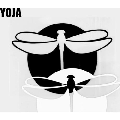 YOJA 16.6×11.7CM Beautiful Vinyl Decal Dragonfly Pattern Cartoon Animals Car Stickers Black/Silver 19C-0446