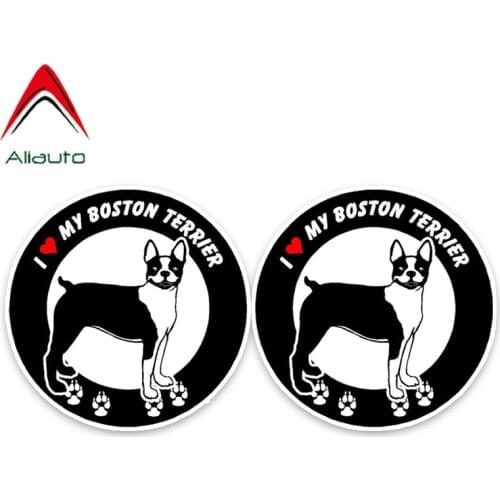 Aliauto 2 X Funny Car Sticker I Love My Boston Terrier Dog Waterproof PVC Sunscreen Decoration Decal Accessories,13cm*13cm