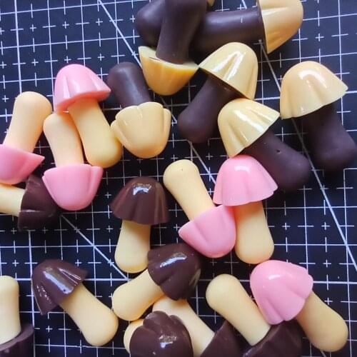 1pcs/lot resin solid Simulation mushroom chocolate 28mm Cabochons Hair Bow Center Card Frame Making Craft DIY