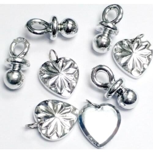 10X silver Heart Pacifier Bead Charms for Fashion Girl Kids Jewelery Necklace Vintage Cup Cake Topper Decoration DIY Home Craft