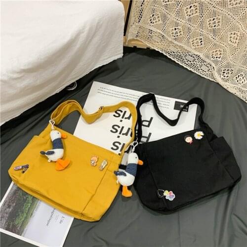 2021 Summer Fashion Womens Bag Harajuku Cute Badge Crossbody Bags Canvas Large-capacity Traveling Bags