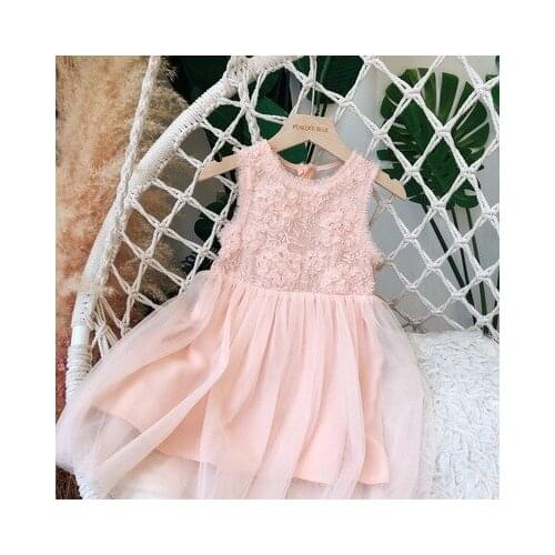 Girls Dresses 2021 Spring and Summer New Childrens Clothing Gauze Hollow Big Bow Princess Dress Toddler Mesh Party Clothes 2-8Y