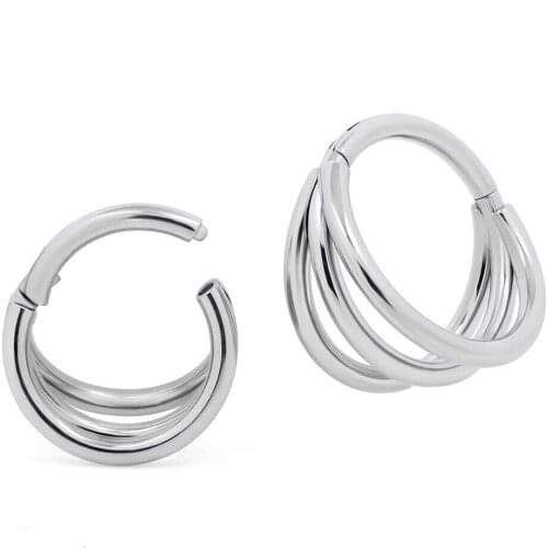 30pc/Lot 16g 3Layers Stainless Steel Hinged Segment Clicker Ring Nose Septum Piercing Sung Helix Cartilage Daith Earring Hoop
