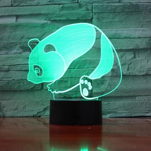 3D Lamp Panda Animal 7 Colorful Visual Stereo Panda Touch Lights 3D Nightlight USB Led Novelty Desk Table Light Fixtures 968
