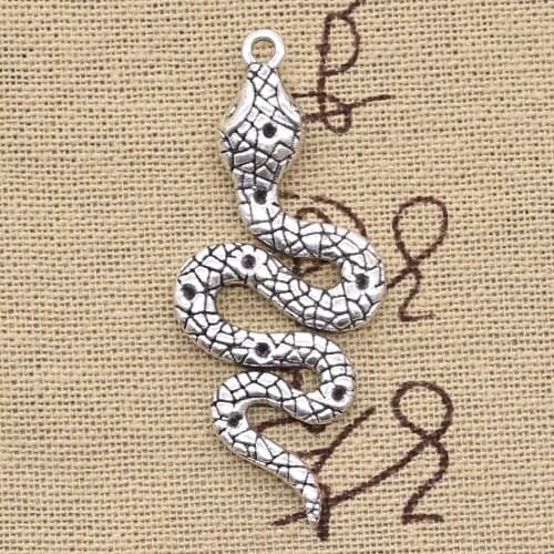 4pcs Charms Snake Cobra 51x21mm Antique Silver Color Plated Pendants Making DIY Handmade Tibetan Silver Color Jewelry