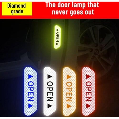 4pcs Car Stickers Reflective sticker Anti collision warning sticker Reflective notices can be seen at night Reminder sticker