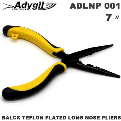 Adygil 7 inch Black Plated Long Nose Pliers With Fishing Lanyards And Sheath ADLNP 001 Size 7 inch 3 pcs / lot