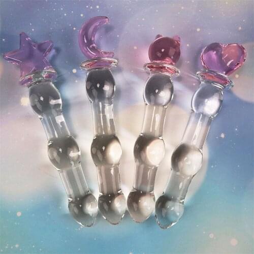 Anal Beads Fairy Wand Magic Wand Female Glass Crystal Penis Butt Plug Glass Dildo Vaginal and Stimulation Sex Toys for Women