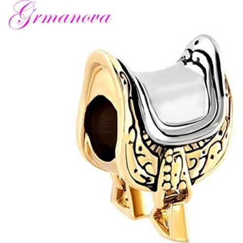 Beads jewelry jewelry bracelet zinc alloy jewelry pendant Golden saddle charm beadsFit Pandora Necklace bracelet