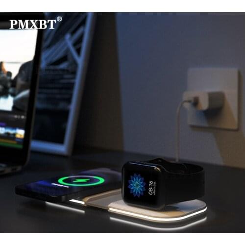 Safe 2 in 1 Wireless Charger QC 3.0 15W Fast Charging Standard Foldable Magnetic Duo Mobile Phone Charger For iPhone 12 Pro Max