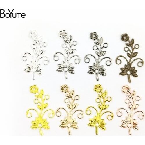 BoYuTe 100Pcs 40*22MM European Flower Connector Charms Metal Brass DIY Flower Filigree Findings