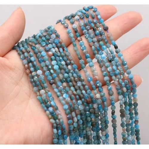 Natural Stone Bead Flat Round Apatite Loose Spacer Bead for Jewelry Making DIY Bracelet Necklace Gifts