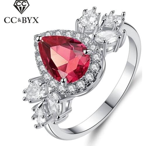 CC 925 Silver Rings For Women Water Drop Cubic Zirconia Ring Luxury Fashion Jewelry Wedding Engagement Bridal Accessories CC3005
