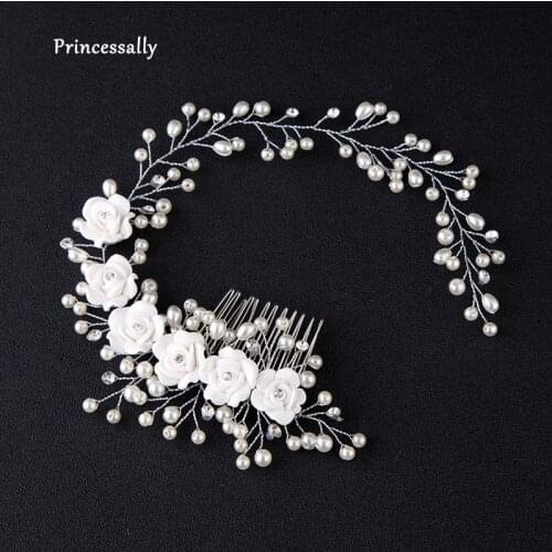 Princessally Elegant Bridal Flower Headwear Flower Pearl Fashion Pearl Flowers White Wedding Accessories For Bridesmaid Flowers
