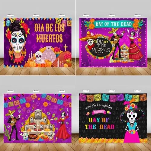 Day of The Dead Backdrop Photo Shoot Dia DE Los Muertos Party Banner Background Mexican Sugar Skull Photography for Photo Studio