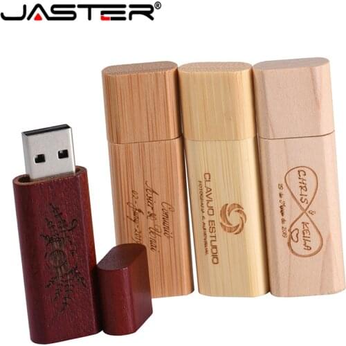JASTER (free custom logo) Wooden USB flash drive pen driver wood chips pendrive 4GB 8GB 16GB 32GB memory stick wedding Gift