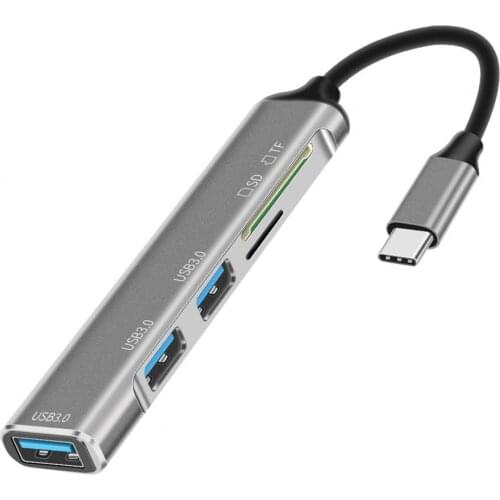 5-in-1 Type-C Cable Hub With SD/TF Slot Data Transmission USB3.0 USB Docking Station for Laptop