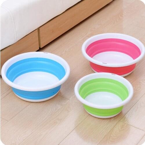 Two color collapsible portable travel wash basin Outdoor plastic & rubber folding wash basin LX7265
