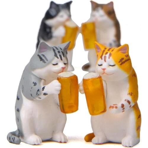 Beer Cat Figure Model DIY Korean Version Baking Gardening Landscaping Doll Decor