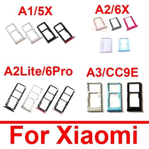 Sim Card Tray Socket For Xiaomi Mi A1 A2 Lite A3 Mi 5X 6X CC9e Redmi 6 Pro Sim Micro Reader Card Adapters Holder Replacement